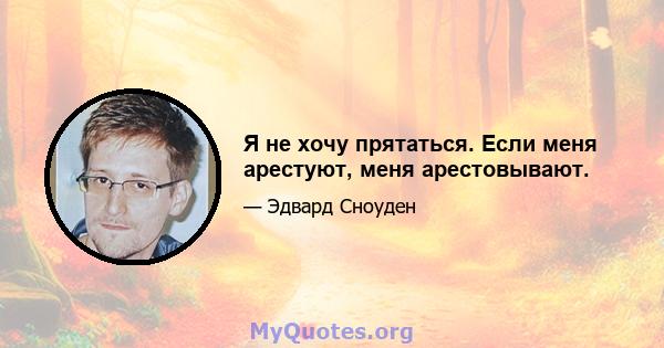 Я не хочу прятаться. Если меня арестуют, меня арестовывают.