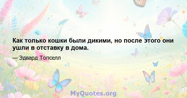 Как только кошки были дикими, но после этого они ушли в отставку в дома.