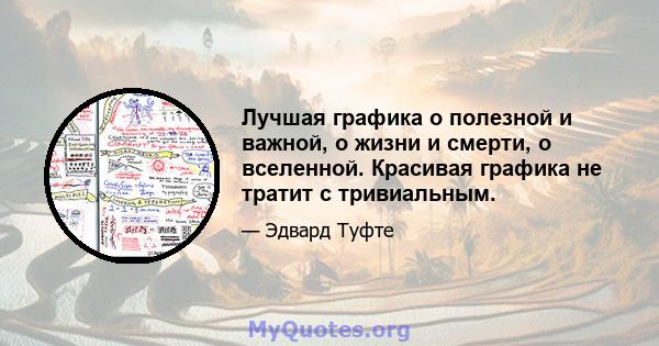 Лучшая графика о полезной и важной, о жизни и смерти, о вселенной. Красивая графика не тратит с тривиальным.