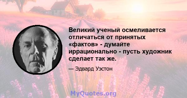 Великий ученый осмеливается отличаться от принятых «фактов» - думайте иррационально - пусть художник сделает так же.