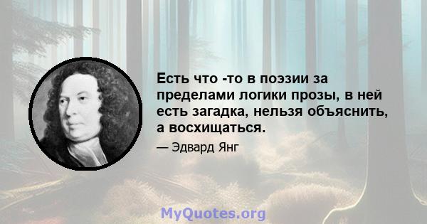 Есть что -то в поэзии за пределами логики прозы, в ней есть загадка, нельзя объяснить, а восхищаться.