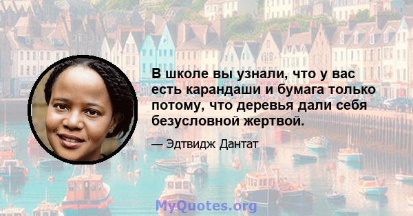 В школе вы узнали, что у вас есть карандаши и бумага только потому, что деревья дали себя безусловной жертвой.