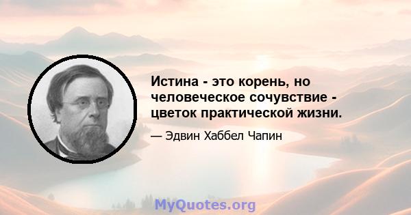 Истина - это корень, но человеческое сочувствие - цветок практической жизни.