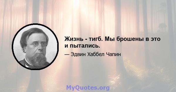 Жизнь - тигб. Мы брошены в это и пытались.