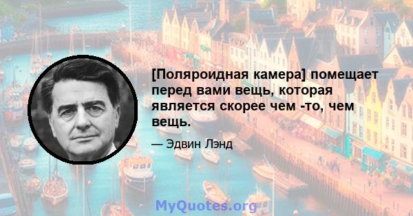 [Поляроидная камера] помещает перед вами вещь, которая является скорее чем -то, чем вещь.