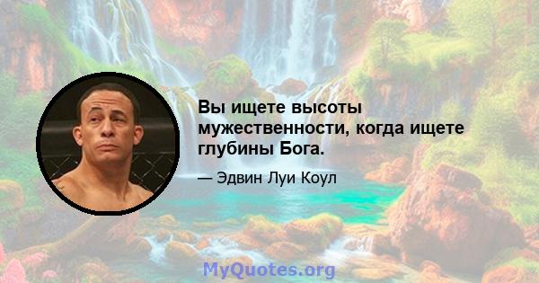 Вы ищете высоты мужественности, когда ищете глубины Бога.