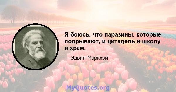 Я боюсь, что паразины, которые подрывают, и цитадель и школу и храм.