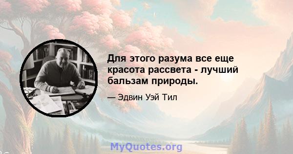 Для этого разума все еще красота рассвета - лучший бальзам природы.