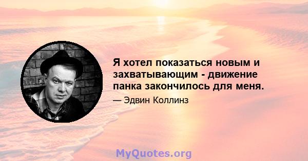 Я хотел показаться новым и захватывающим - движение панка закончилось для меня.