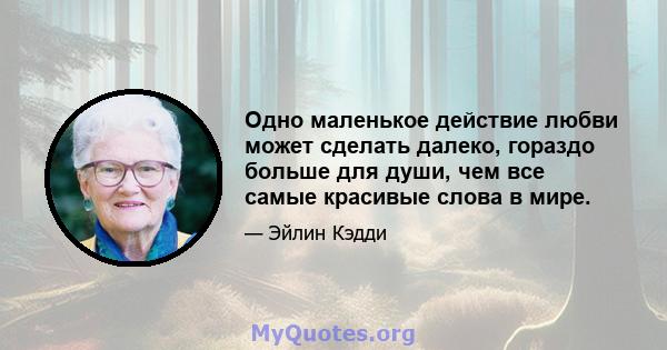 Одно маленькое действие любви может сделать далеко, гораздо больше для души, чем все самые красивые слова в мире.