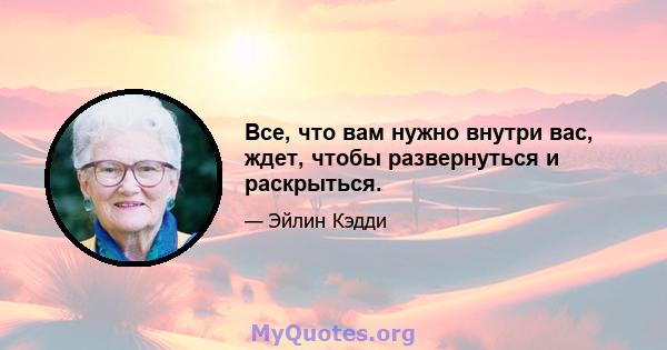 Все, что вам нужно внутри вас, ждет, чтобы развернуться и раскрыться.