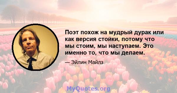 Поэт похож на мудрый дурак или как версия стойки, потому что мы стоим, мы наступаем. Это именно то, что мы делаем.