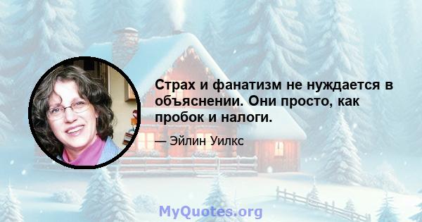 Страх и фанатизм не нуждается в объяснении. Они просто, как пробок и налоги.