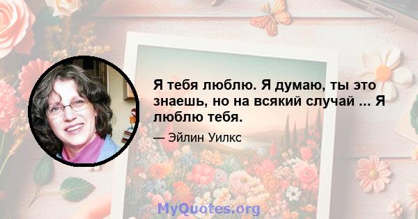 Я тебя люблю. Я думаю, ты это знаешь, но на всякий случай ... Я люблю тебя.