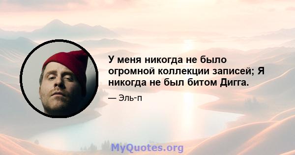 У меня никогда не было огромной коллекции записей; Я никогда не был битом Дигга.