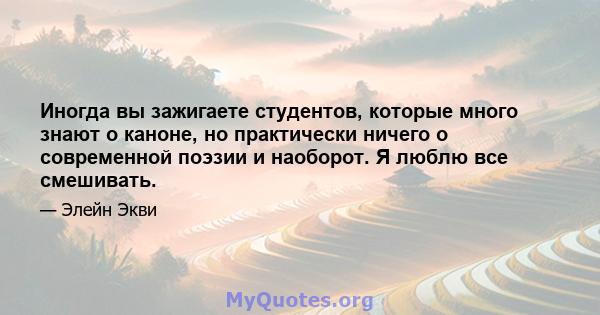 Иногда вы зажигаете студентов, которые много знают о каноне, но практически ничего о современной поэзии и наоборот. Я люблю все смешивать.