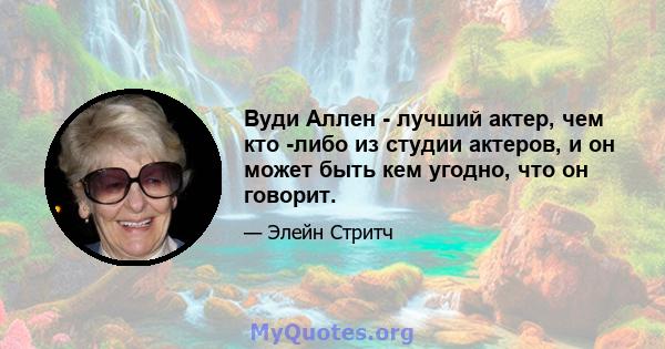 Вуди Аллен - лучший актер, чем кто -либо из студии актеров, и он может быть кем угодно, что он говорит.