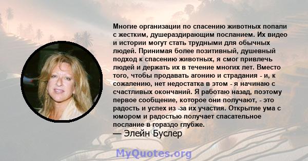 Многие организации по спасению животных попали с жестким, душераздирающим посланием. Их видео и истории могут стать трудными для обычных людей. Принимая более позитивный, душевный подход к спасению животных, я смог