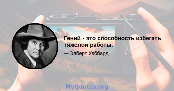 Гений - это способность избегать тяжелой работы.