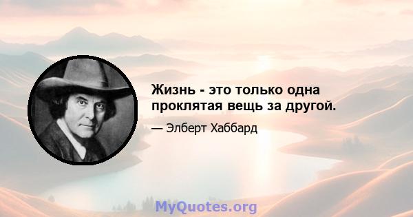 Жизнь - это только одна проклятая вещь за другой.