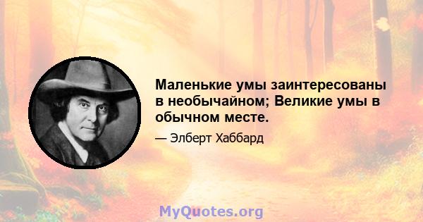 Маленькие умы заинтересованы в необычайном; Великие умы в обычном месте.