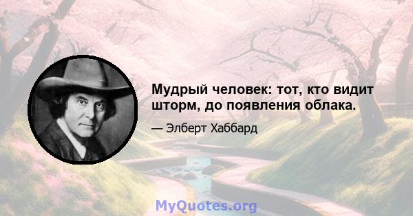 Мудрый человек: тот, кто видит шторм, до появления облака.