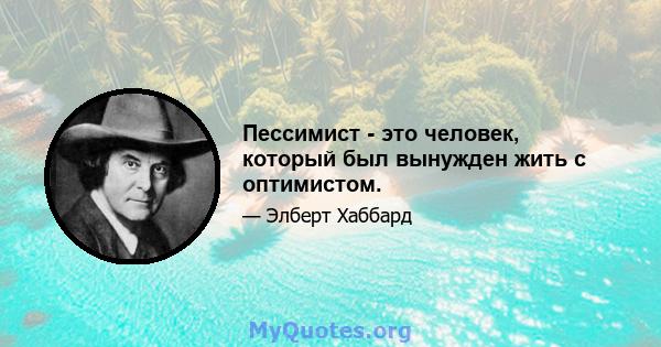 Пессимист - это человек, который был вынужден жить с оптимистом.