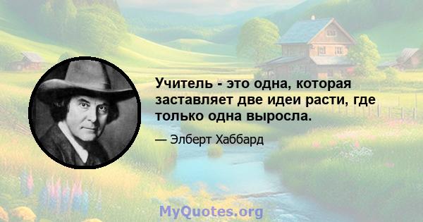 Учитель - это одна, которая заставляет две идеи расти, где только одна выросла.