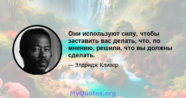 Они используют силу, чтобы заставить вас делать, что, по мнению, решили, что вы должны сделать.