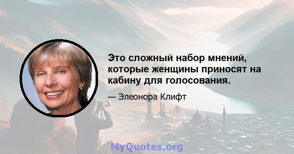 Это сложный набор мнений, которые женщины приносят на кабину для голосования.