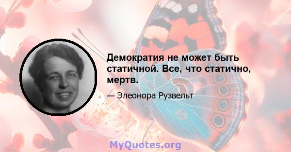 Демократия не может быть статичной. Все, что статично, мертв.