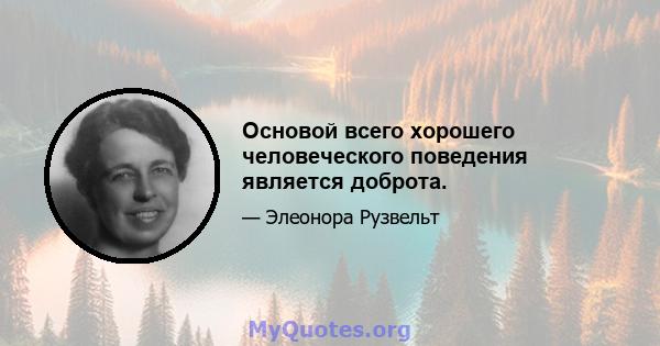 Основой всего хорошего человеческого поведения является доброта.