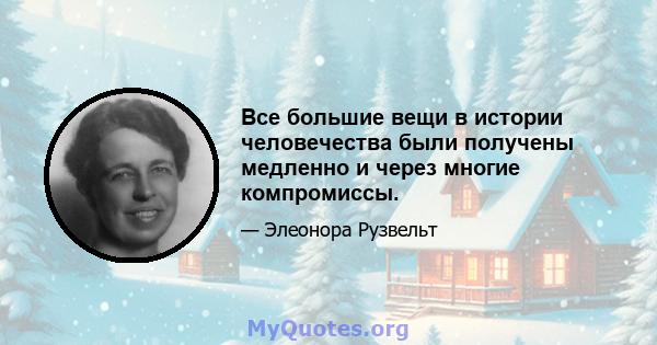 Все большие вещи в истории человечества были получены медленно и через многие компромиссы.