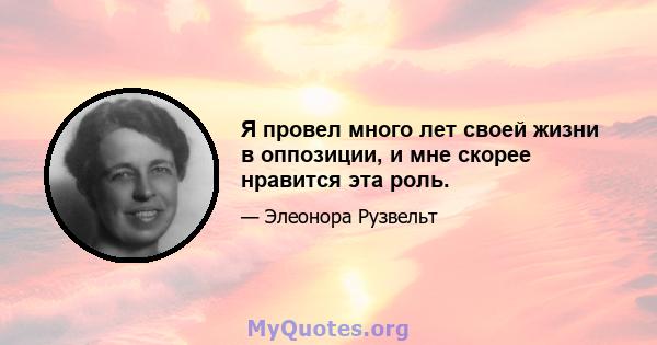 Я провел много лет своей жизни в оппозиции, и мне скорее нравится эта роль.