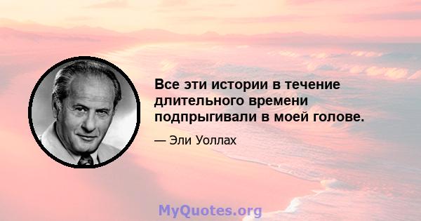 Все эти истории в течение длительного времени подпрыгивали в моей голове.