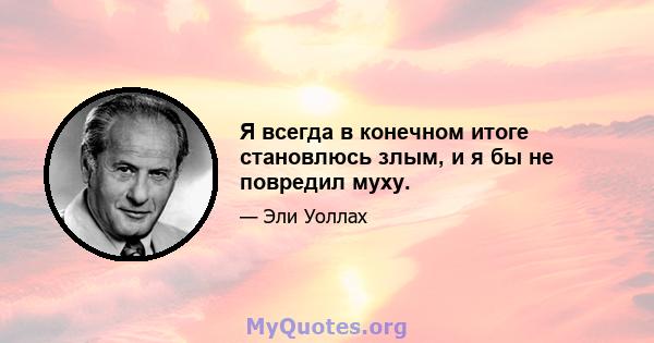 Я всегда в конечном итоге становлюсь злым, и я бы не повредил муху.