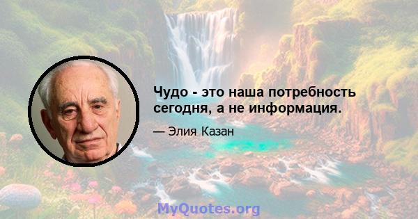 Чудо - это наша потребность сегодня, а не информация.