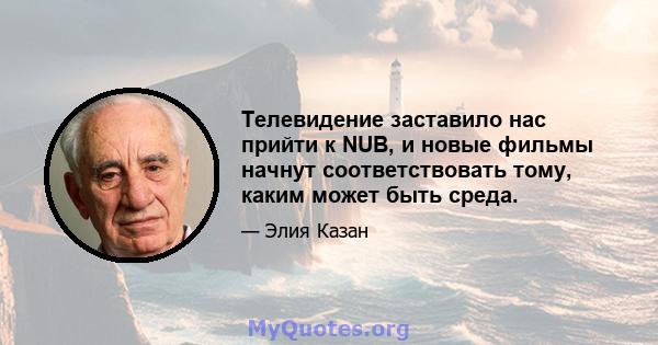 Телевидение заставило нас прийти к NUB, и новые фильмы начнут соответствовать тому, каким может быть среда.