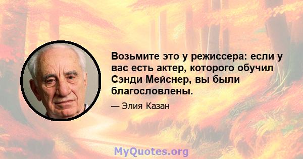 Возьмите это у режиссера: если у вас есть актер, которого обучил Сэнди Мейснер, вы были благословлены.