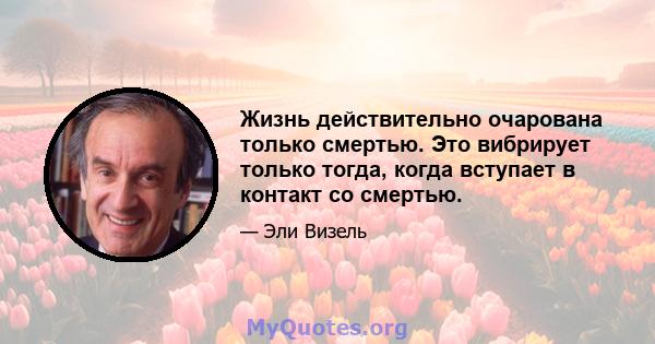 Жизнь действительно очарована только смертью. Это вибрирует только тогда, когда вступает в контакт со смертью.