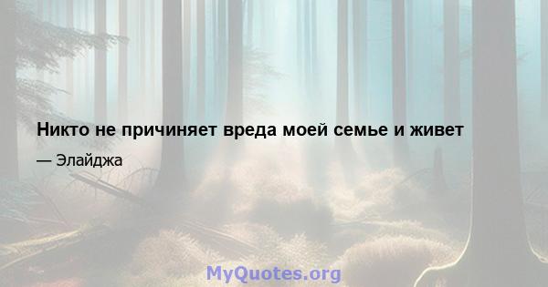 Никто не причиняет вреда моей семье и живет