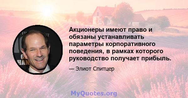 Акционеры имеют право и обязаны устанавливать параметры корпоративного поведения, в рамках которого руководство получает прибыль.