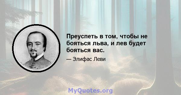 Преуспеть в том, чтобы не бояться льва, и лев будет бояться вас.