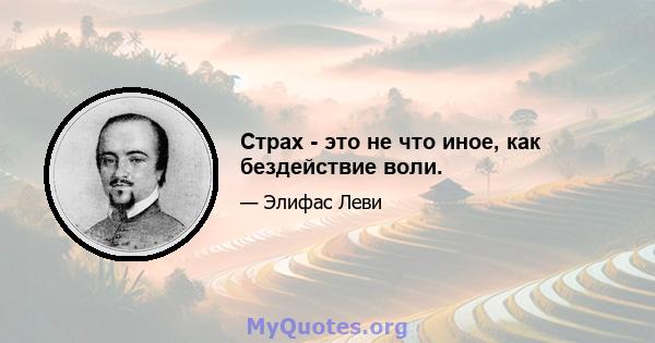 Страх - это не что иное, как бездействие воли.