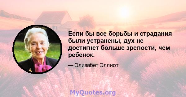 Если бы все борьбы и страдания были устранены, дух не достигнет больше зрелости, чем ребенок.