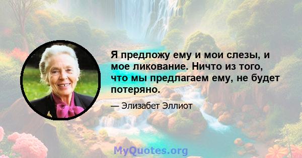 Я предложу ему и мои слезы, и мое ликование. Ничто из того, что мы предлагаем ему, не будет потеряно.