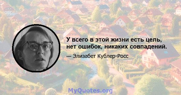 У всего в этой жизни есть цель, нет ошибок, никаких совпадений.