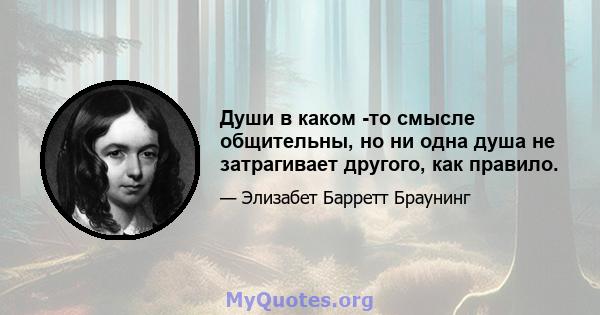 Души в каком -то смысле общительны, но ни одна душа не затрагивает другого, как правило.