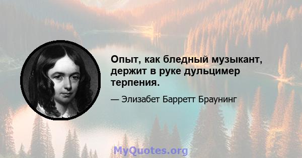 Опыт, как бледный музыкант, держит в руке дульцимер терпения.