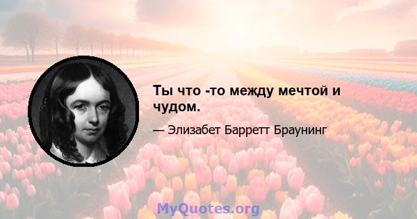 Ты что -то между мечтой и чудом.